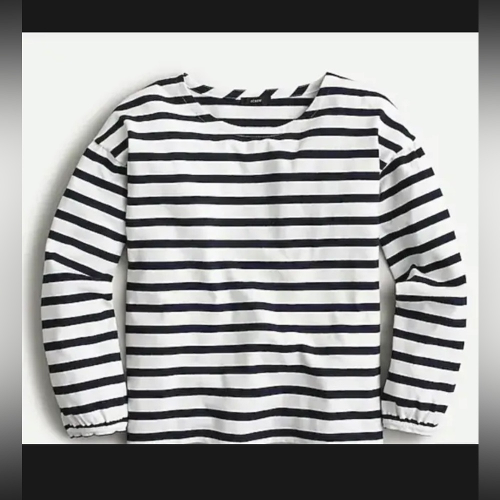 J.Crew Mariner cloth puff-sleeve top in stripe